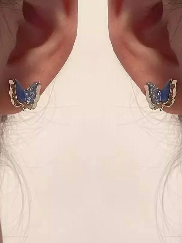 Butterfly Shape Double Layered Ear Clip Earrings Accessories