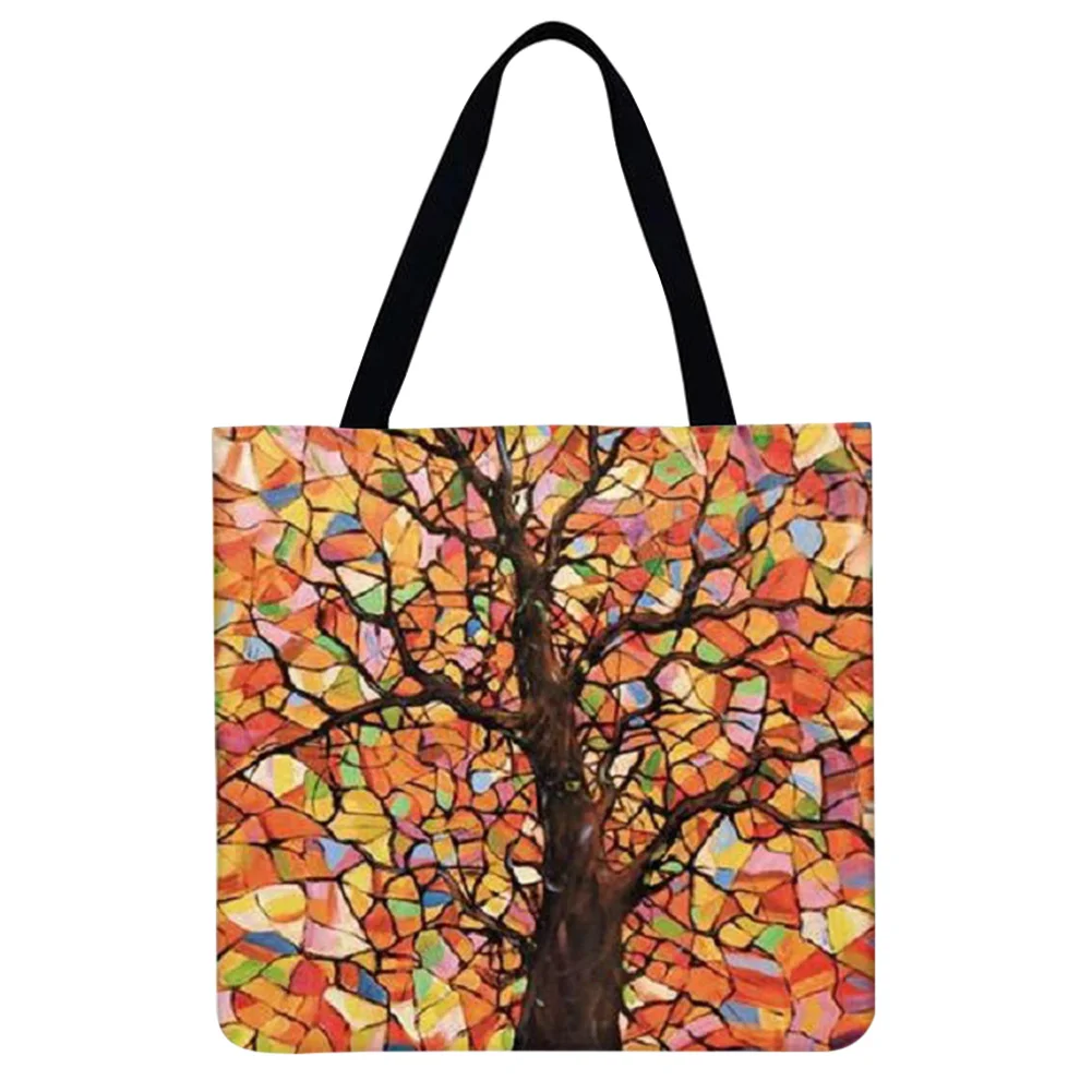 Linen Tote Bag - Colorful tree