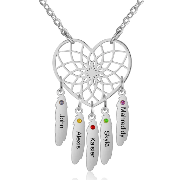 Custom Name and birthstone Dreamcatcher Necklace