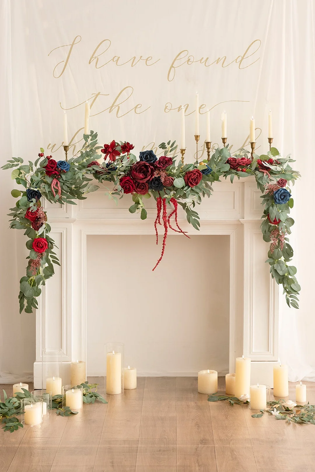 Head Table Flower Garland in Burgundy & Navy