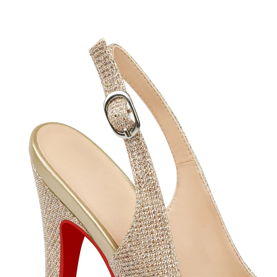 150mm Red Bottom Slingback High Heels Open Toe Platform Strap Pumps Sandals-MERUMOTE