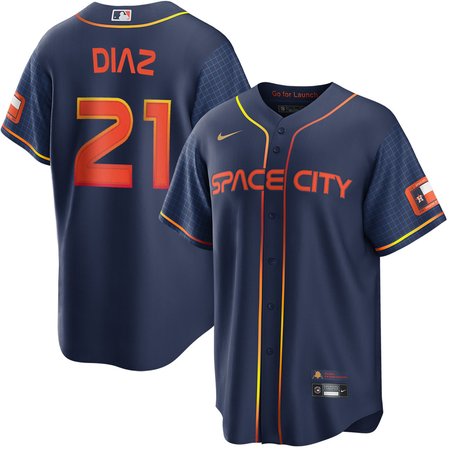 Men's Houston Astros #21 Yainer Diaz  Navy Home Replica Jersey