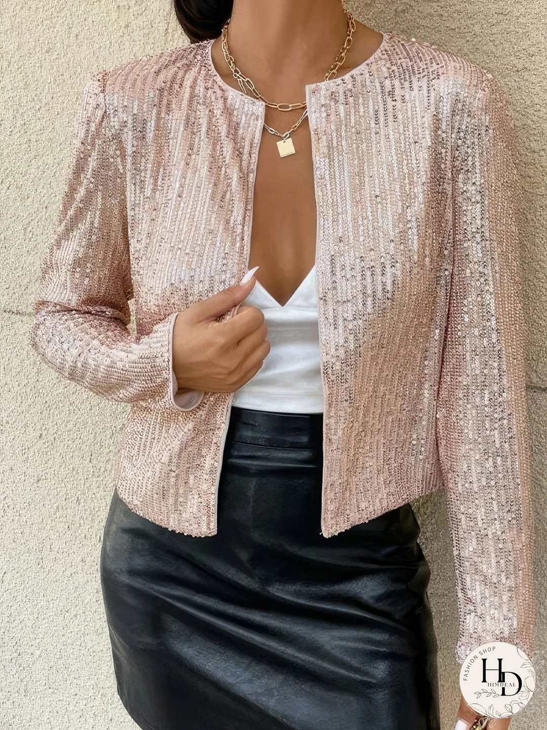 Casual Sequined Long Sleeve Jacket
