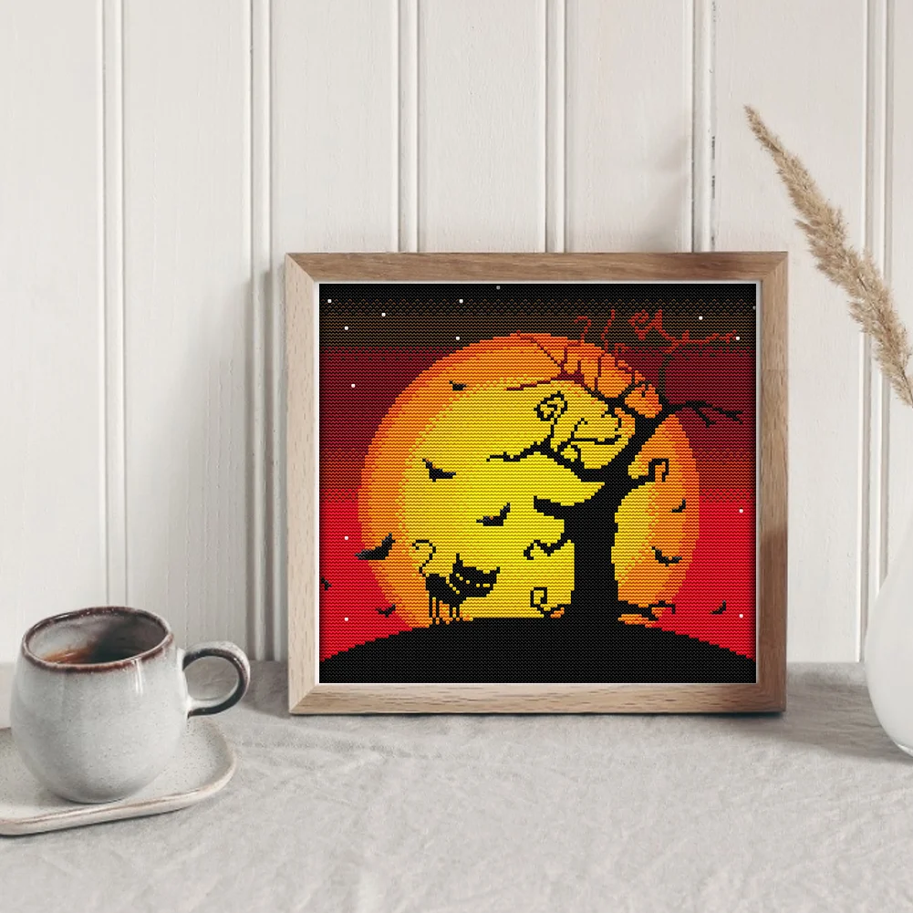 14CT Full Stamped Cross Stitch - Halloween(Canvas|31*29CM)