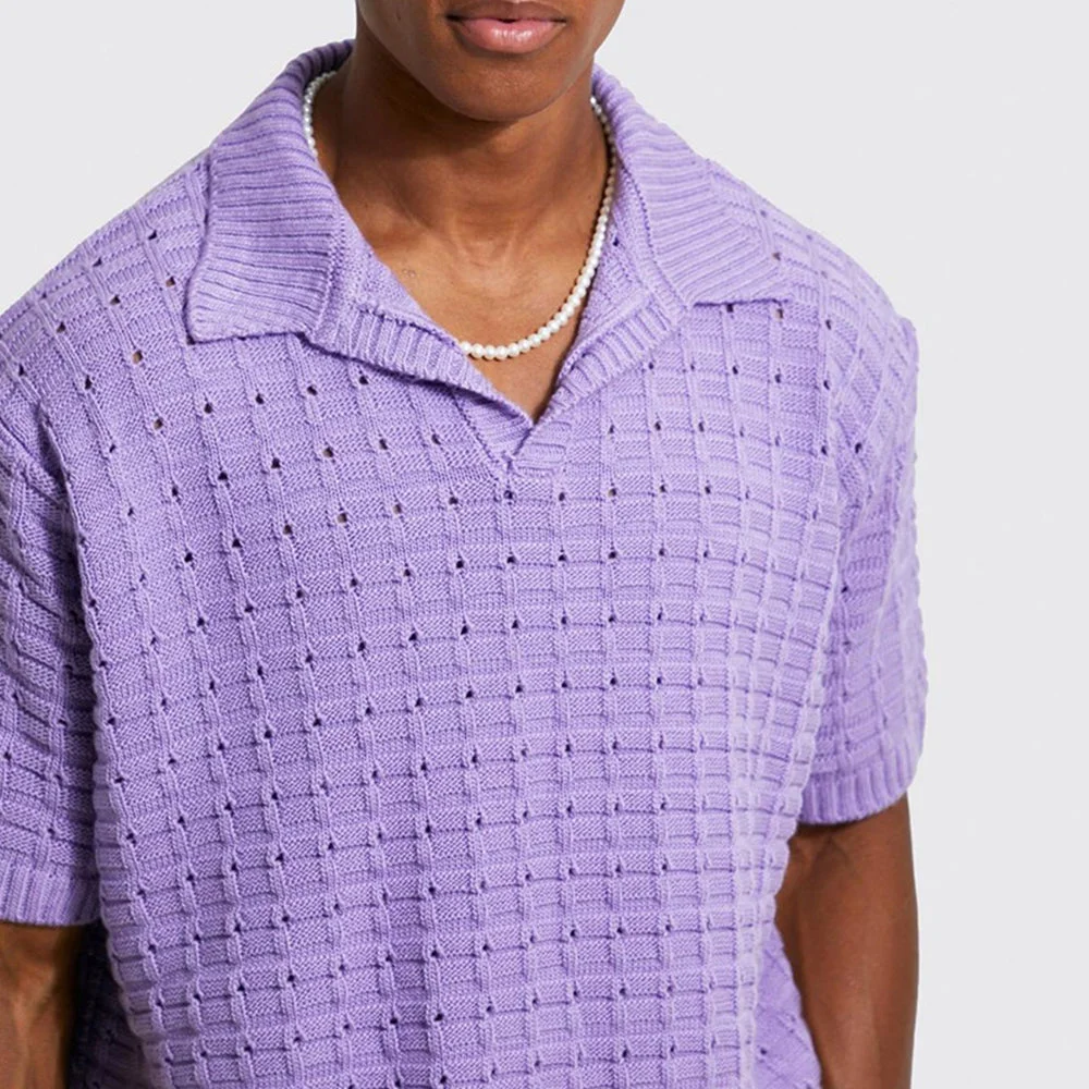 Smiledeer Men's knitted short-sleeve polo shirt