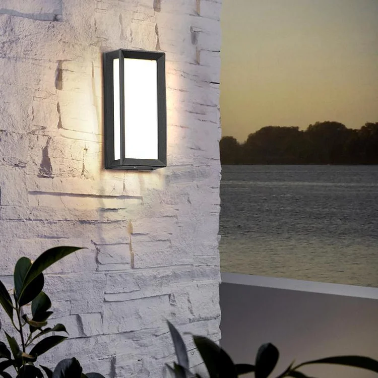 Unique Rectangular Frame Waterproof Black Modern Outdoor Wall Lights - Appledas