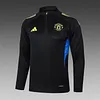 Joyfball 2025/2026 Manchester United Half-Pull Training Suit Black Football Shirt 1:1 Thai Quality