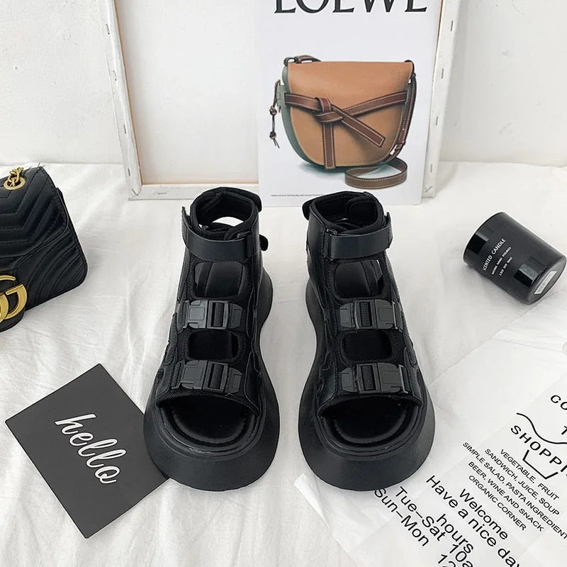 Thick Sole Women Sandals 2021 Summer Sexy Open Toe Women's Platfrom Sandals Gladiator Ladies Chunky Sandal Fashion Beach Shoes