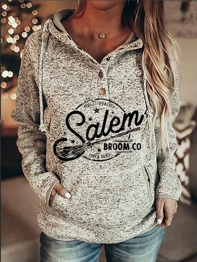 Salem Broom Company Since 1692 Print Print Long Sleeve Hoodie