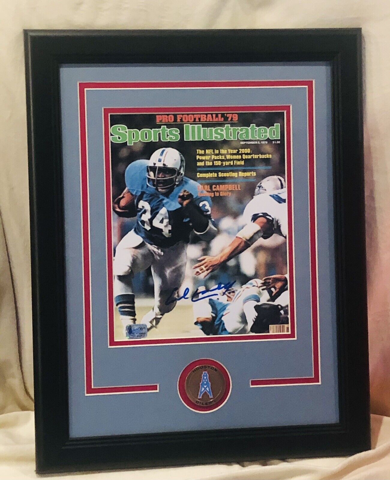 Earl Campbell Houston Oilers Signed Framed Sports Illustrated 8x10 Photo Poster painting COA HOF