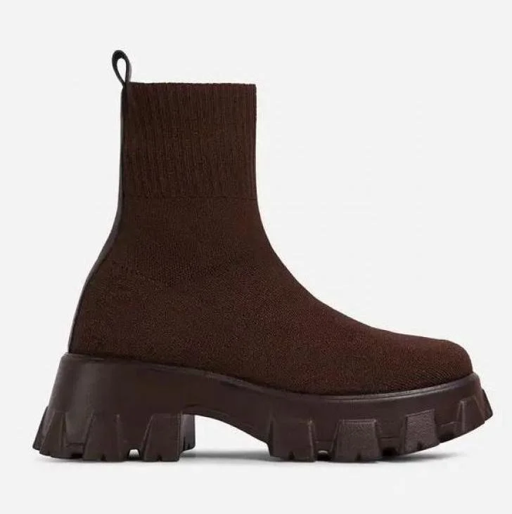 Women Boots Slip On Western Ankle Platform Knitted Ladies 2022 Autumn Socks Fashion Female Ytmtloy Botines De Mujer Stretch