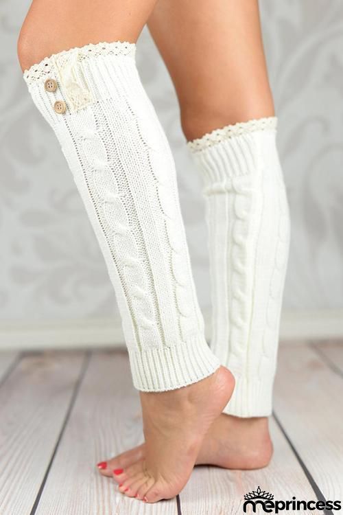 Lace Rim Braided Leg Warmers Lace Rim