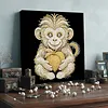 DIY Pearl Painting Monkey for Home Wall Decor with Frame(30x30cm)
