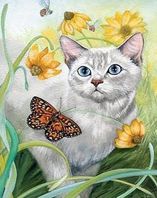 

White Harley Cat – Paint By Numbers - 40*50CM, 501 Original