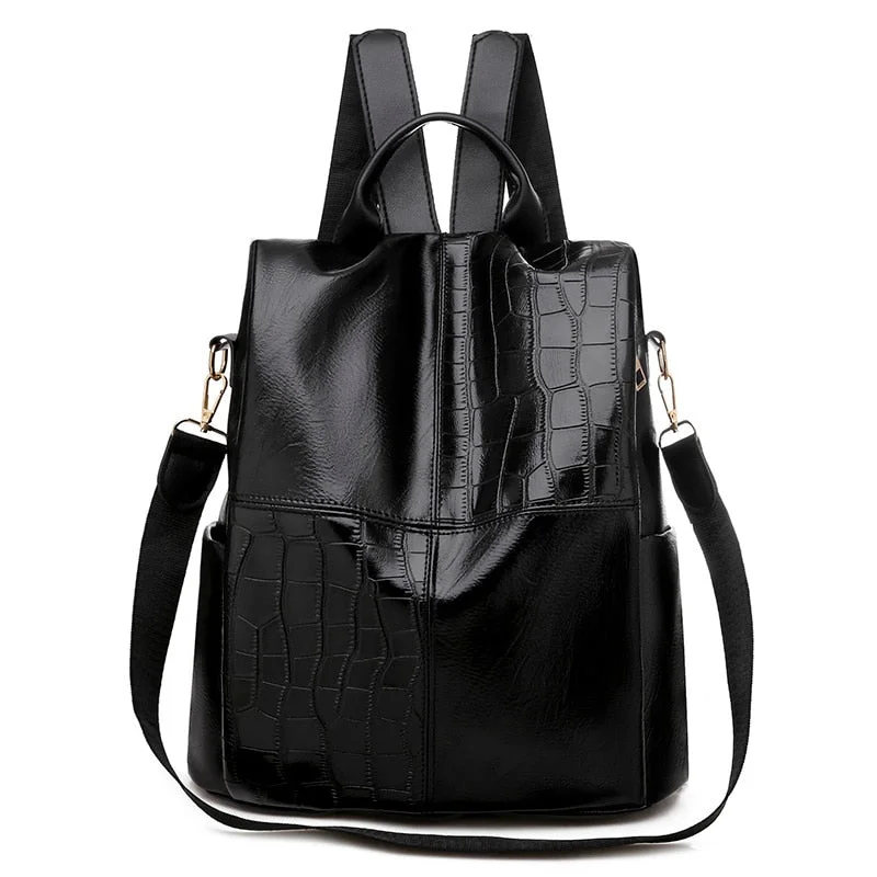 Women Travel Backpack For Teenage Girls Oil Leather Anti Theft Backpack Fashion Bagpack Shoulder Bag Back pack Mochila Feminina