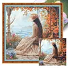 Victorian Girl-14CT Stamped Cross Stitch 50*50cm/19.69*19.69in