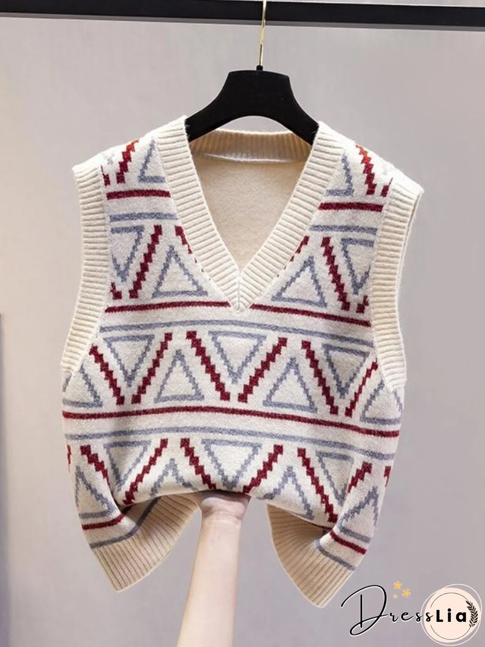 Sweater Vest Women New Autumn Winter V-neck Loose Knit Vest Diamond Lattice Tops Knitted Vest Women Casual Sweater Pullover