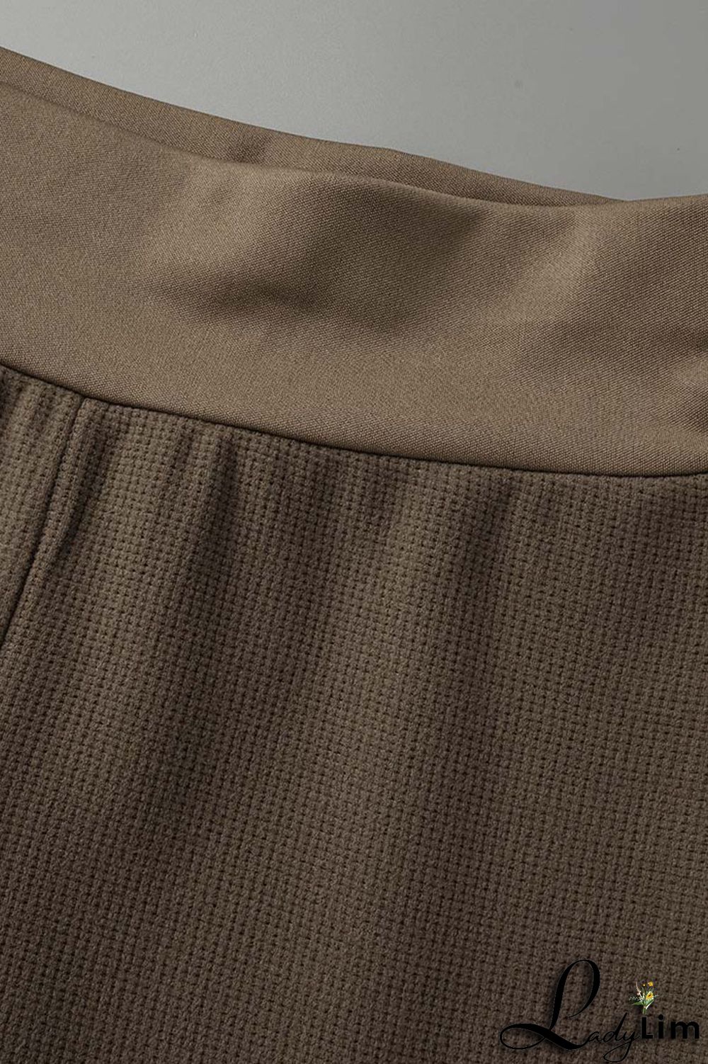 Khaki Casual Sportswear Solid Backless Spaghetti Strap Sleeveless Two Pieces