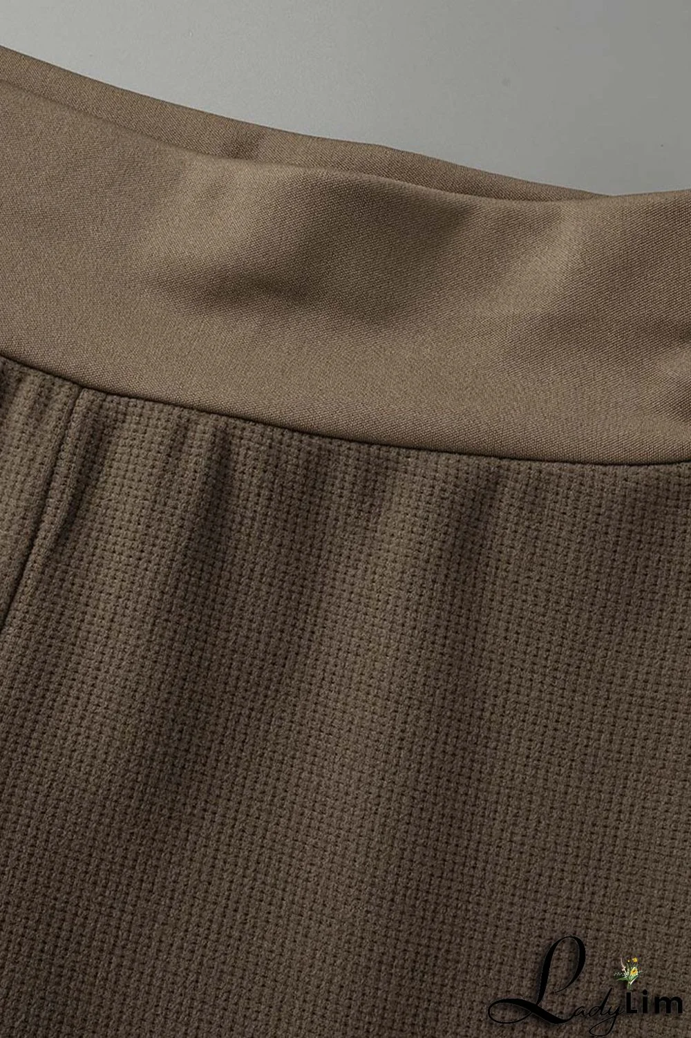 Khaki Casual Sportswear Solid Backless Spaghetti Strap Sleeveless Two Pieces