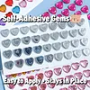 36pcs 12mm Heart Shape DIY Self-Adhesive Gem & Rhinestone Stickers Sparkling Jewel Stickers for Crafts & Decorations