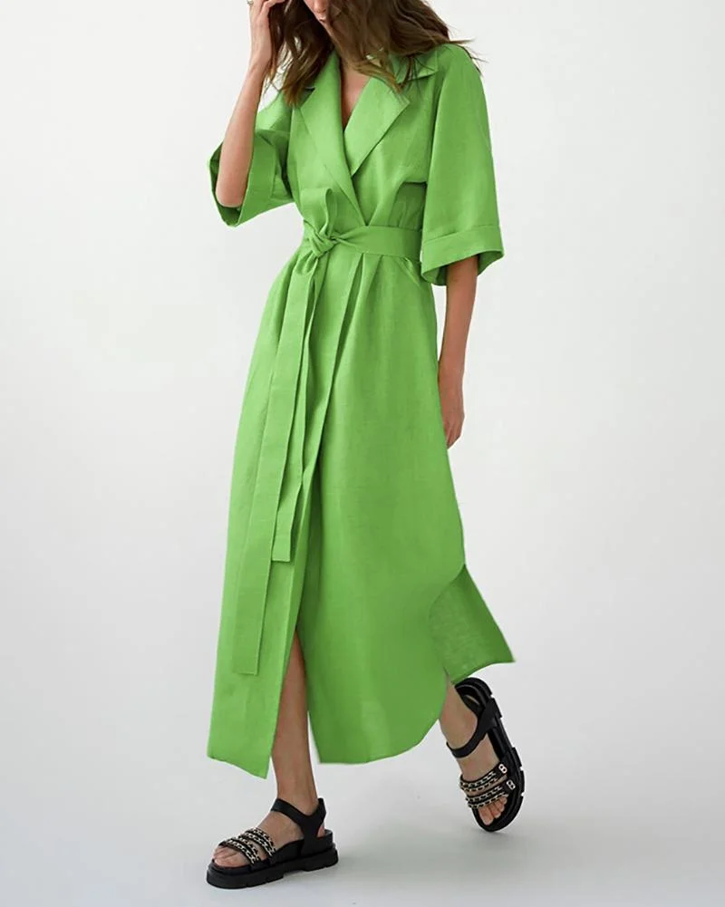 Sleek Lapel A-Line Dress