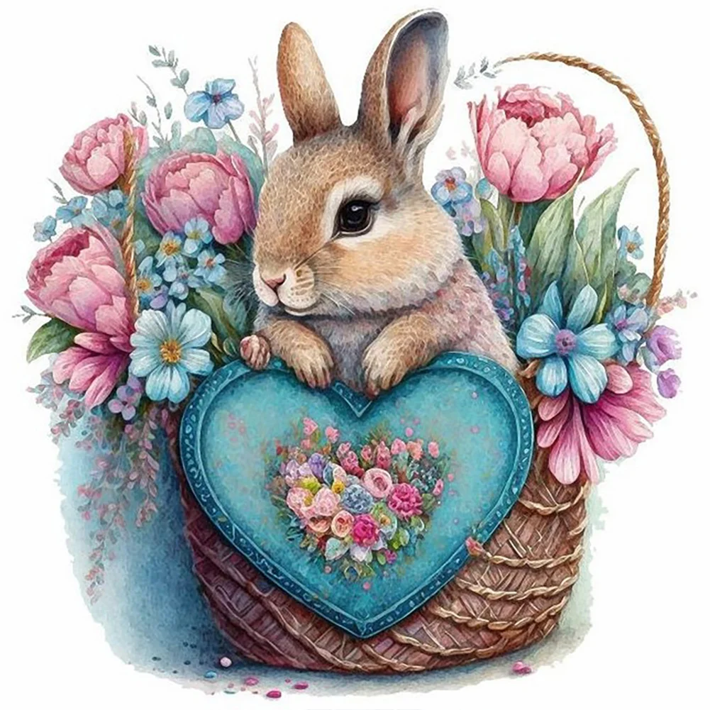 Full Round Diamond Painting - Flower Bush Rabbit(Canvas|30*30cm)
