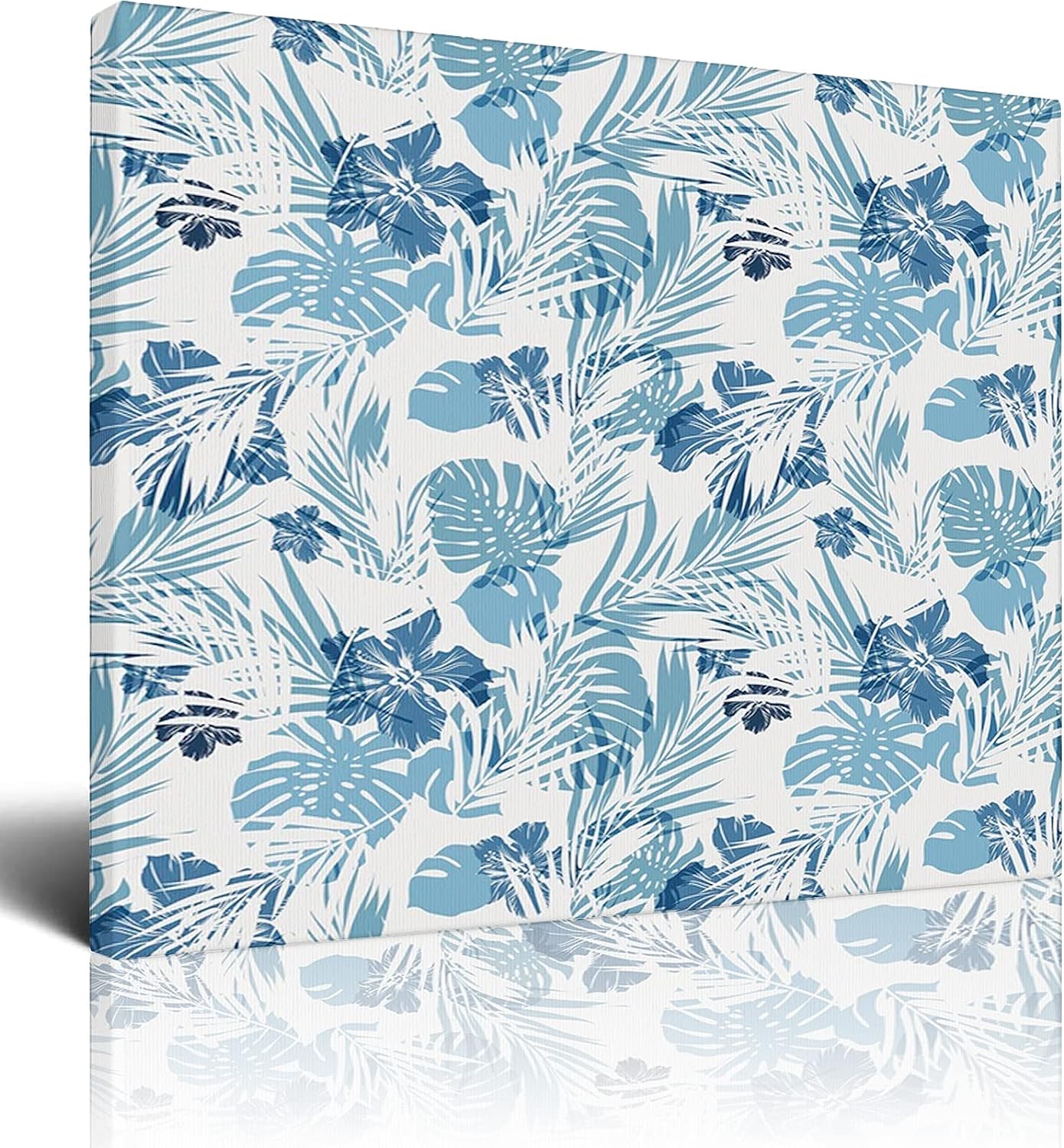 Leaf Canvas Wall Art Pictures for Living Room,Island Ocean Beach Sea,Wall Decoration Decor Office Picture Framed Artwork Decor for Home Bedroom Decoration,Blue - 16x20 Inch 16x20 Inch