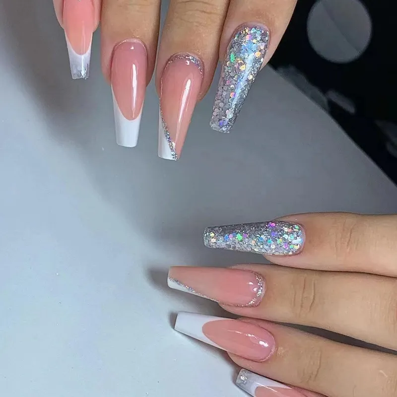 Churchf Churchf Ballet Flash Full Armour Simple White Sweet French Ins Wind Armour Piece Fake Nails
