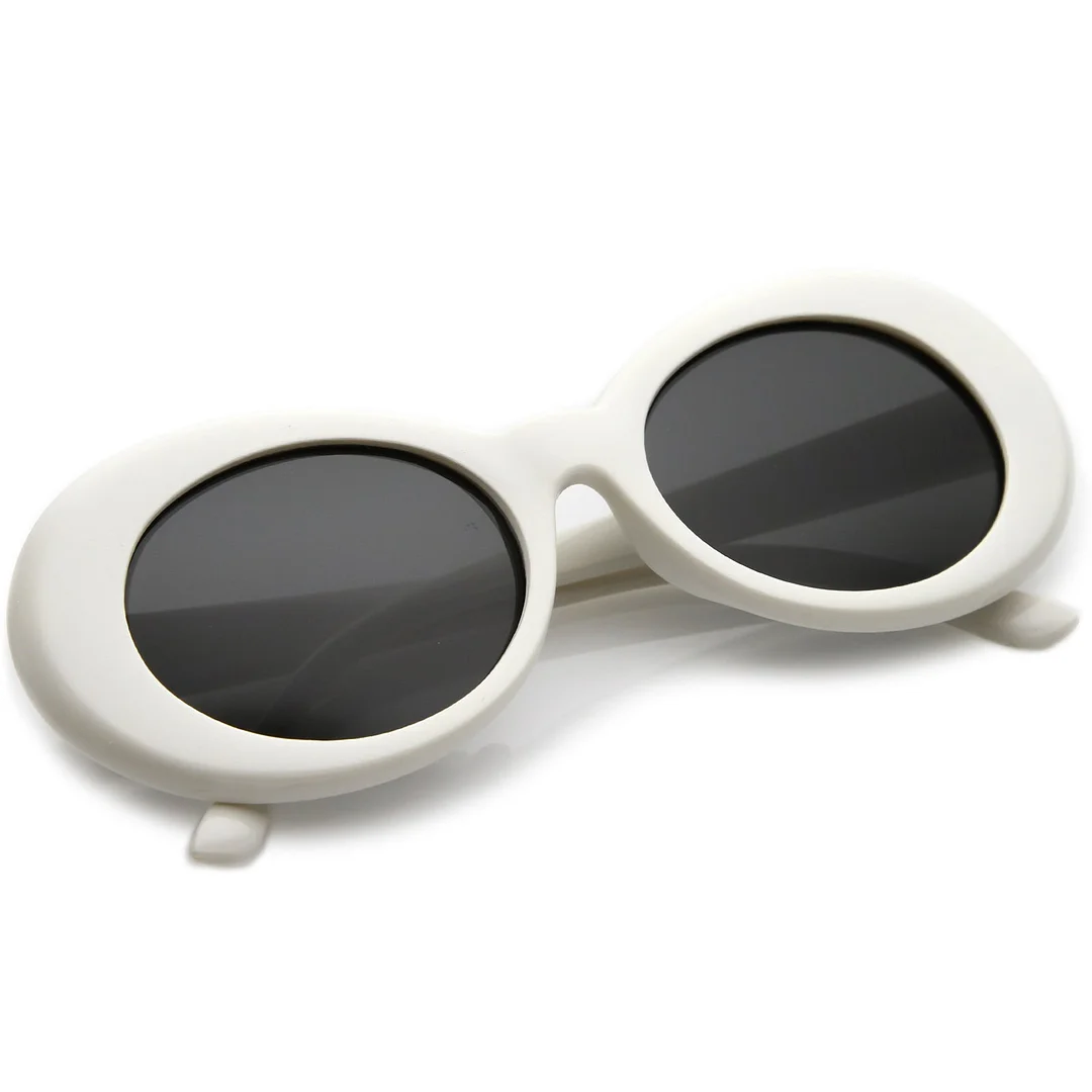 Retro White Oval glasses With Tapered Arms Colored Round Lens  51mm
