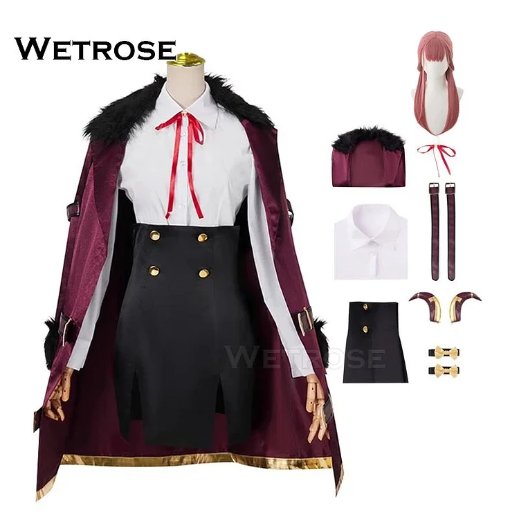 【Wetrose】Blue Archive Rikuhachima Aru Cosplay Costume Boss Windbreaker Military Coat Cloak Suit Wig Full Set