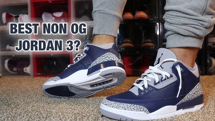 AIR JORDAN 3 "GEORGETOWN" MIDNIGHT NAVY REVIEW AND ON FEET - YouTube