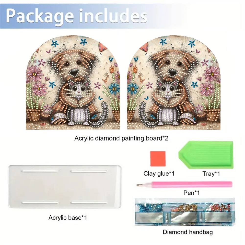 DIY Acrylic Cats Dogs Diamond Painting Paper Towel Holder for Home Art Crafts