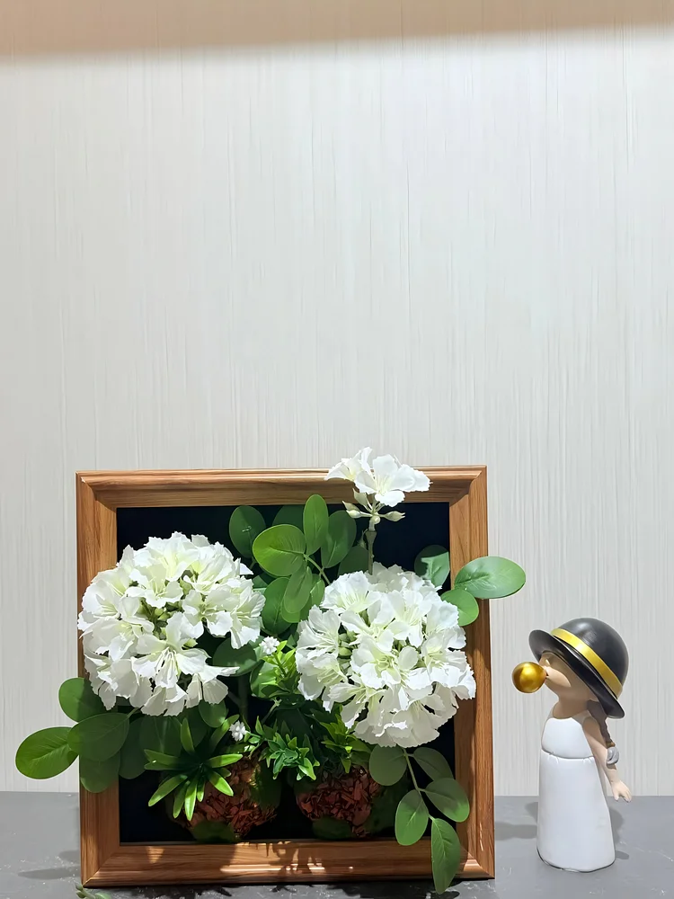 Artificial White Hydrangea Framed Floral Wall Art｜11.8*11.8 in