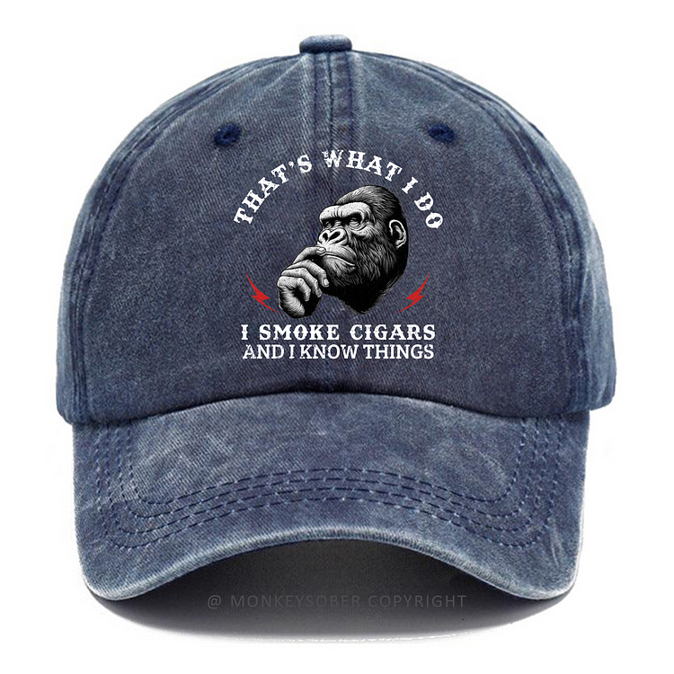 That's What I Do I Smoke Cigars And I Know Things Washed Baseball Caps