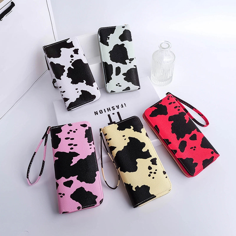 Women's Cow Pattern Pu Leather Zipper Wallets