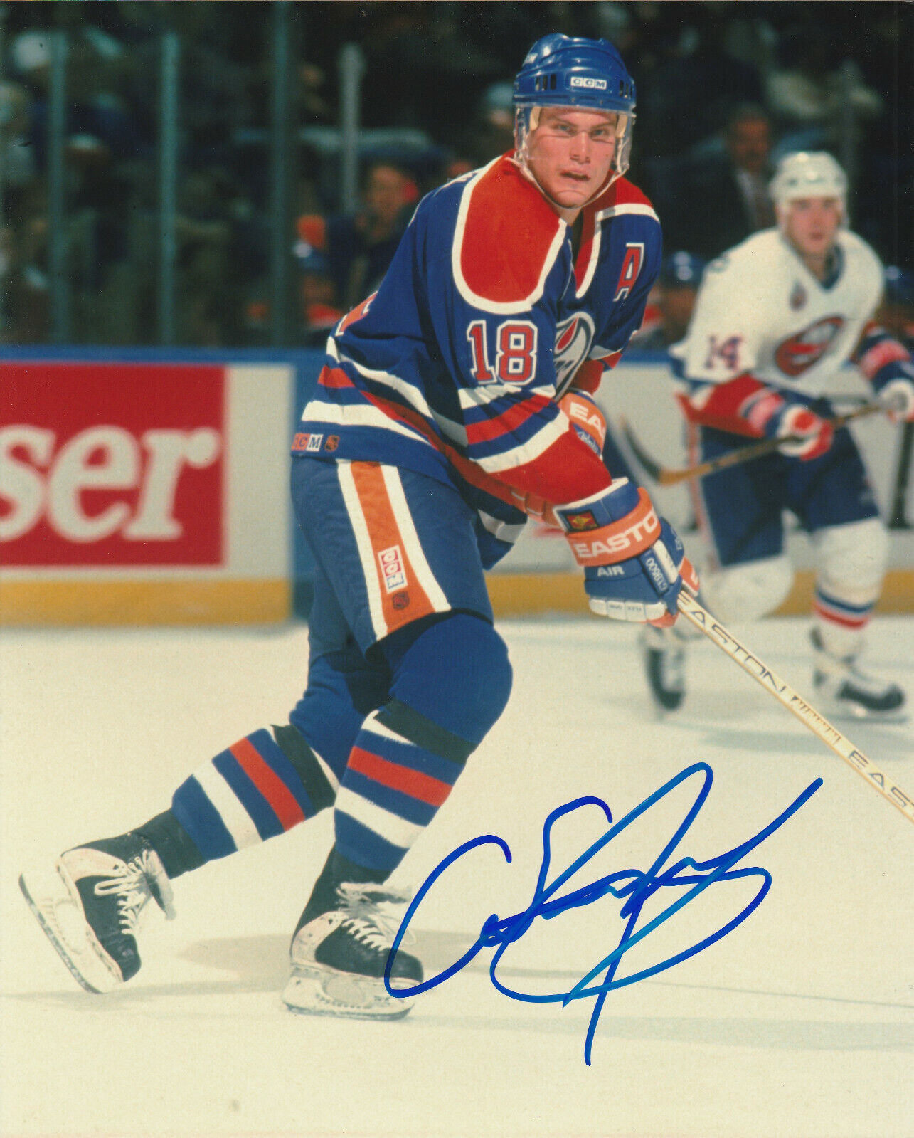 VINTAGE CRAIG SIMPSON SIGNED EDMONTON OILERS 8x10 Photo Poster painting #2 Autograph