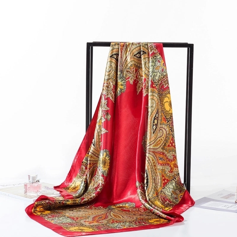 Women’s Minimalist Flower Satin Printing Scarves & Gloves