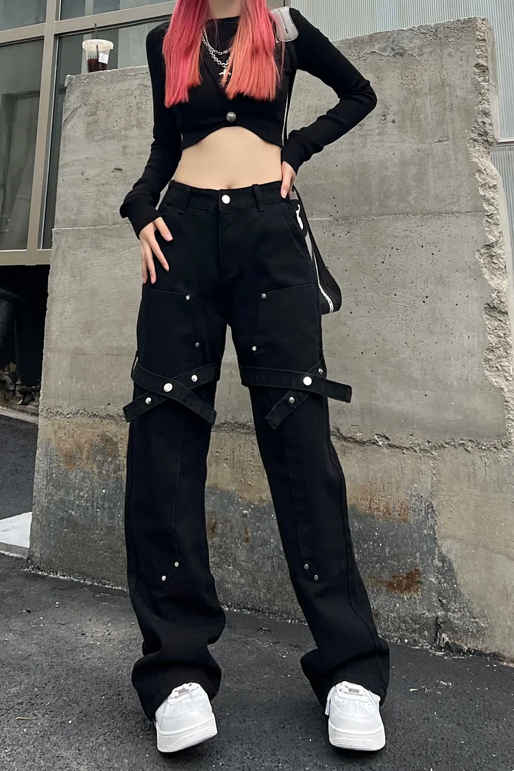 Black Utility Belt Cargo Pant