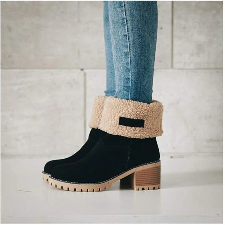 COSY Winter Premium Women Suede Snow Chunky Ankle Boots