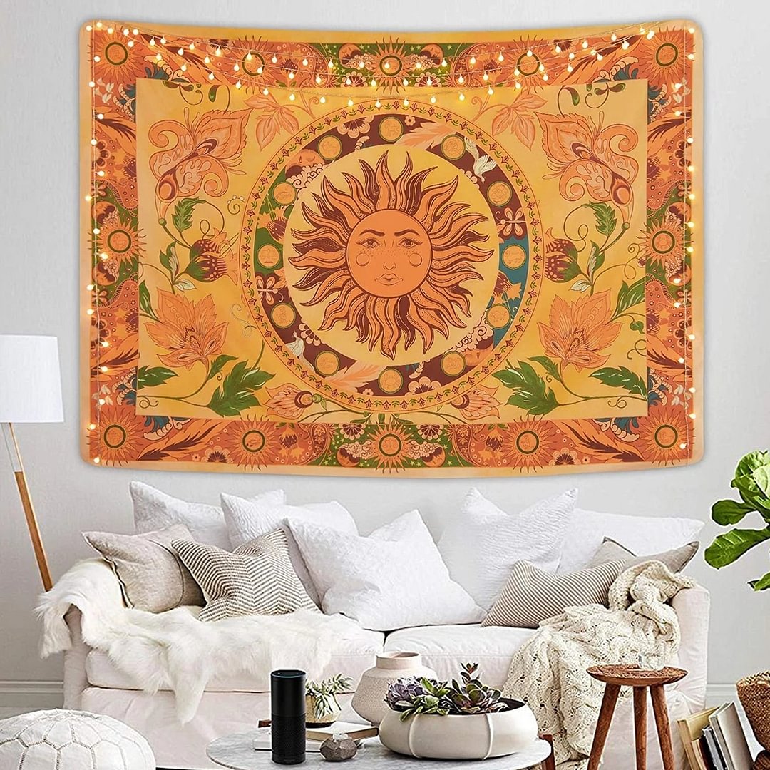 Burning Sun Tapestry Flower Vines Tapestries Vintage Floral Tapestry Mystic Tapestry Hippie Tapestry Wall Hanging for Room