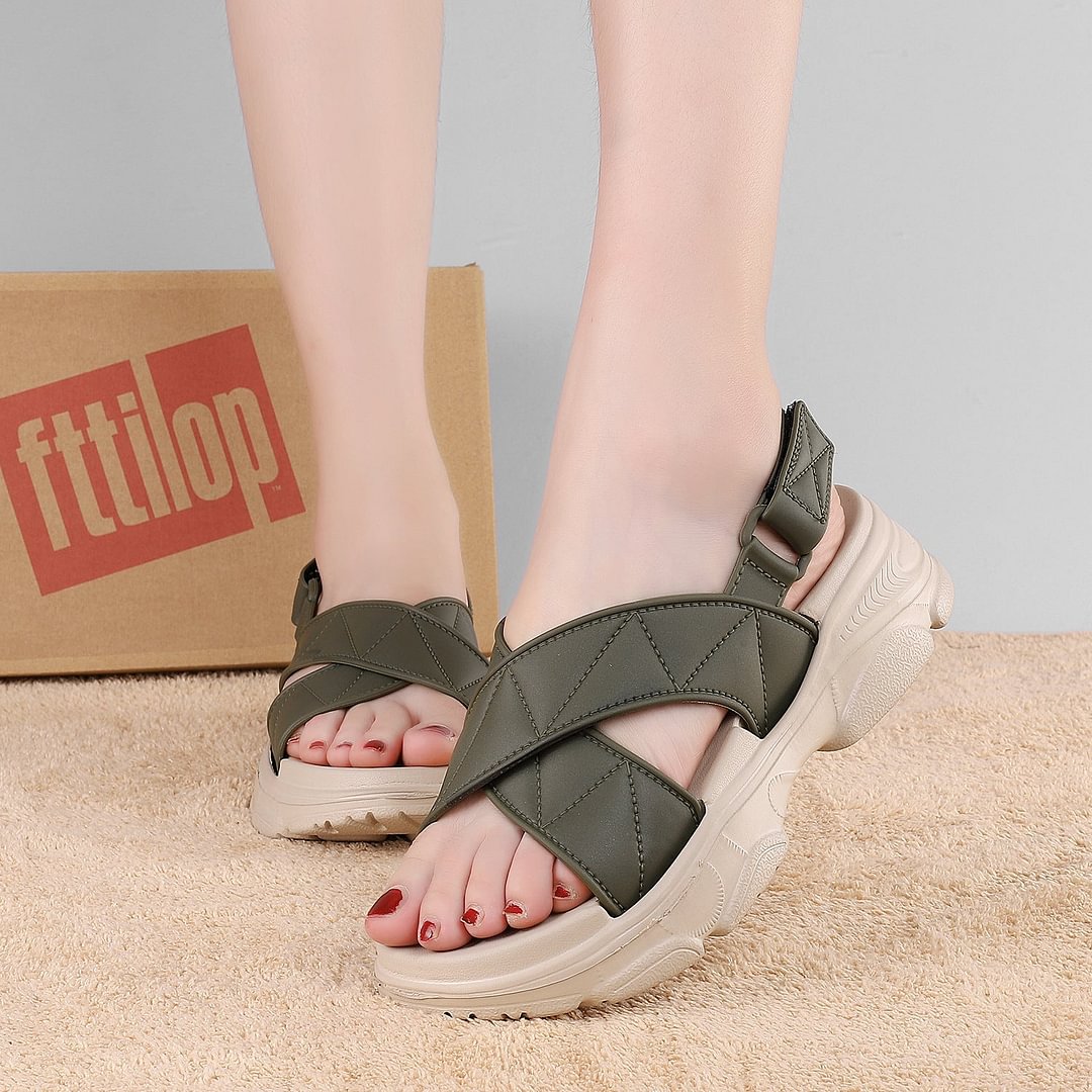 Summer thick-soled hook and loop sandals