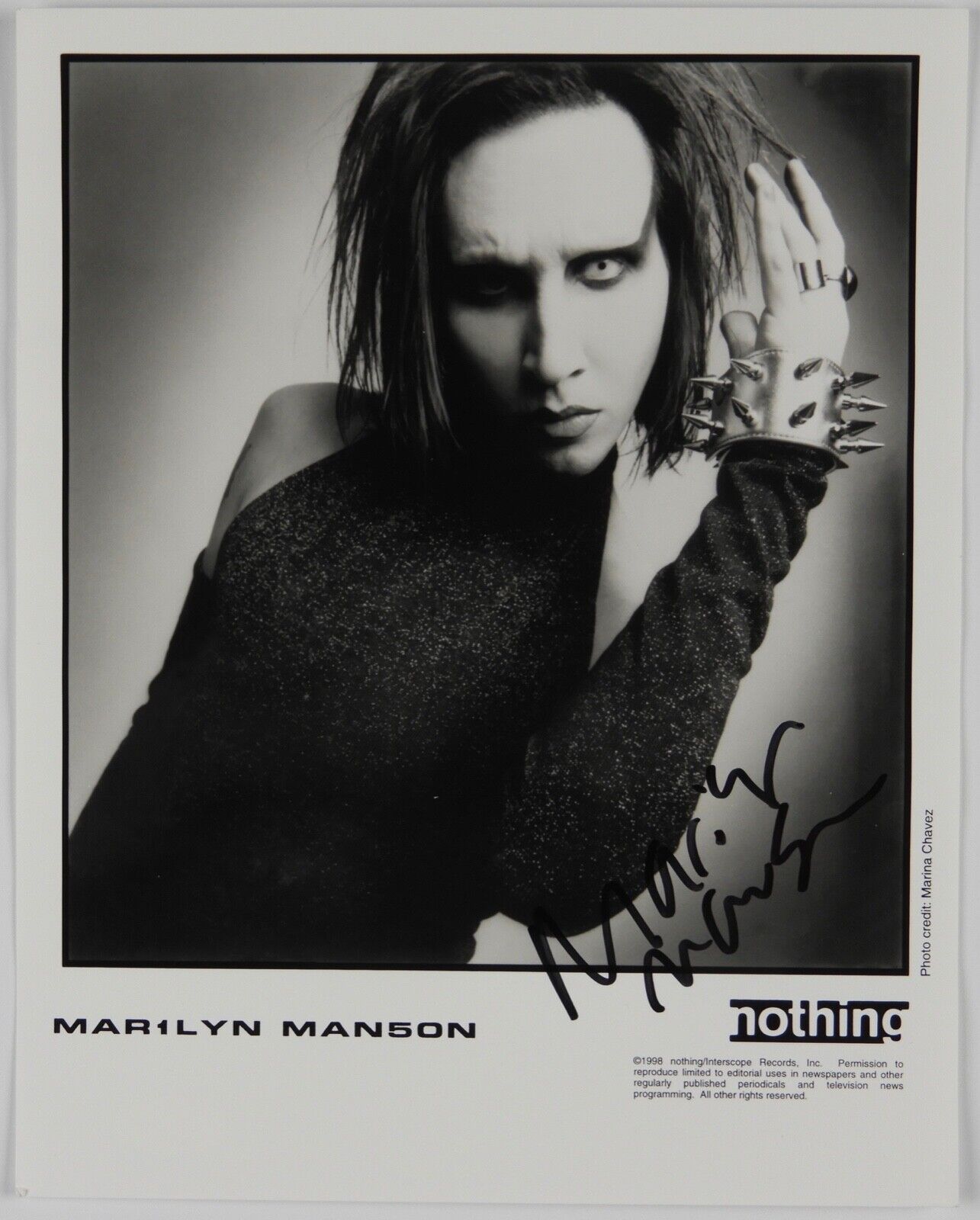 Marilyn Manson Signed Autograph JSA COA Photo Poster painting 8 x 10 Promo Photo Poster painting