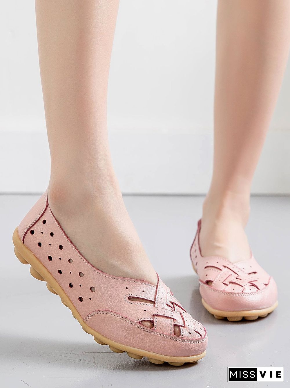 Hollow Leather Soft Sole Shoes