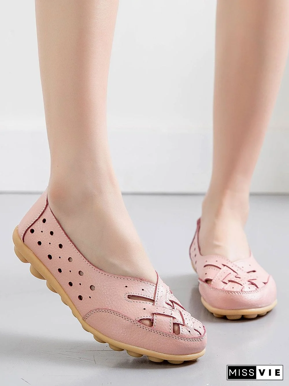Hollow Leather Soft Sole Shoes