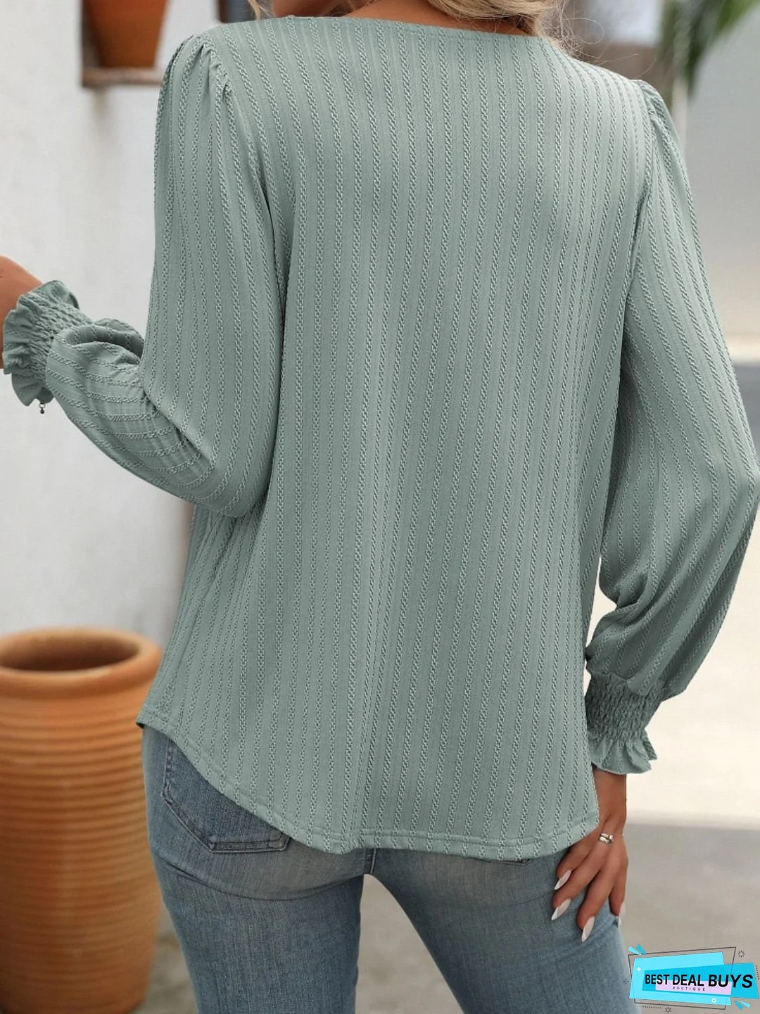 Square Neck Long Sleeve Top