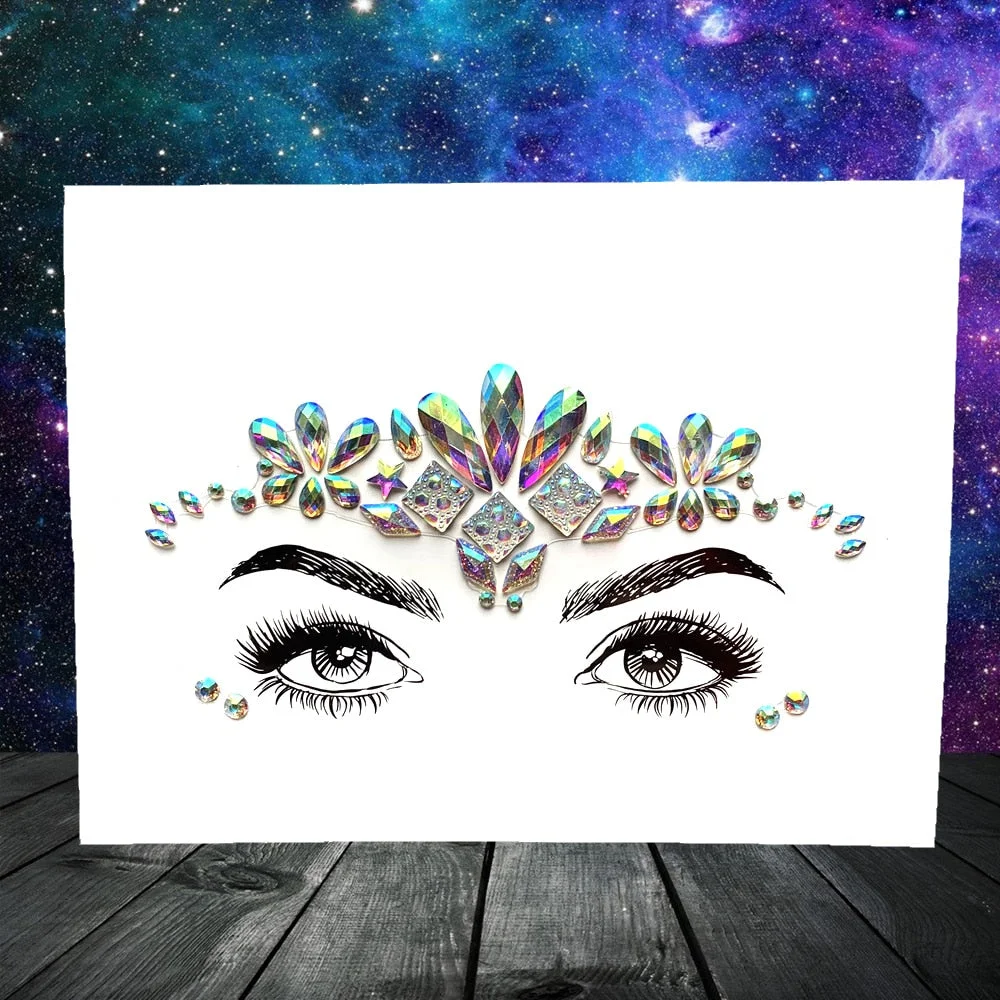 3D Flash Eye Gems Sticker Diamond Face Jewelry Acrylic Resin Drill Body Art For Party Show Rhinestone Forehead Eyebrow Eye Decor