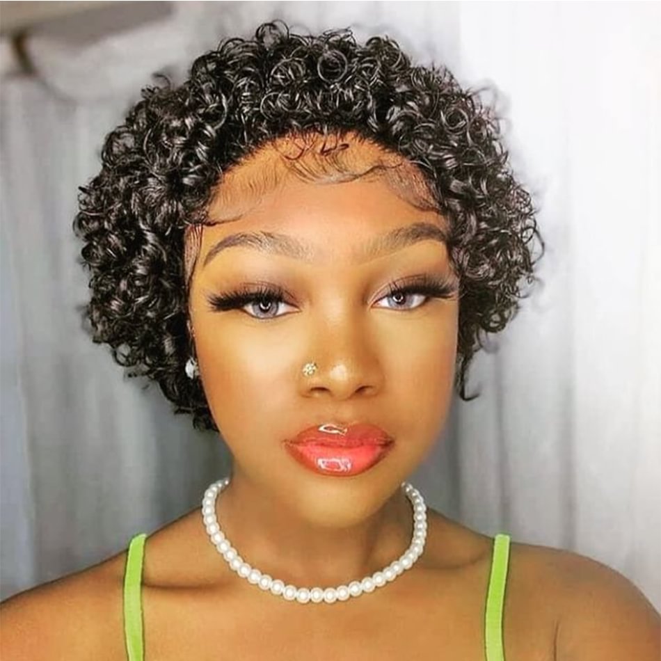 Short Bob Wig  Deep Wave Frontal Wig Curly Human Hair US Mall Lifes