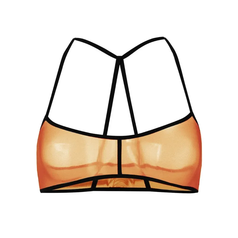Women Transparent Bralette See Through Bra Mesh Unlined Lingerie Sexy Lace  Tube Top Soft Comfortable Brassiere Black Underwear