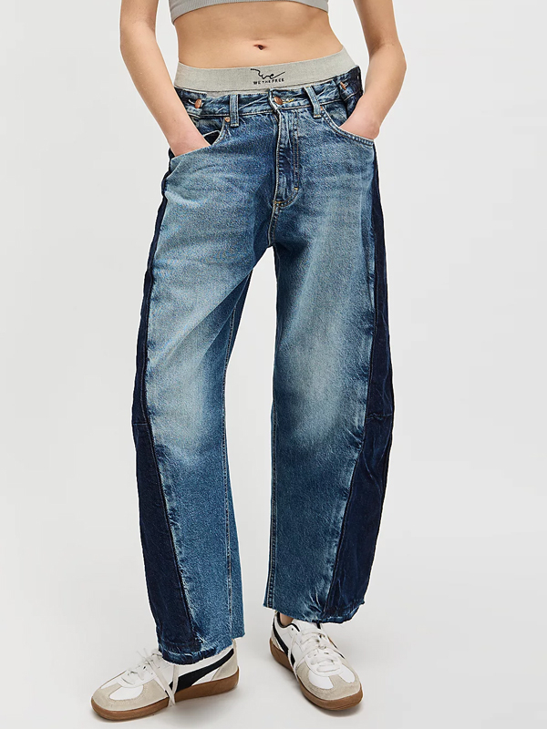 Panelled Denim Cropped Trousers hjn Shicloths
