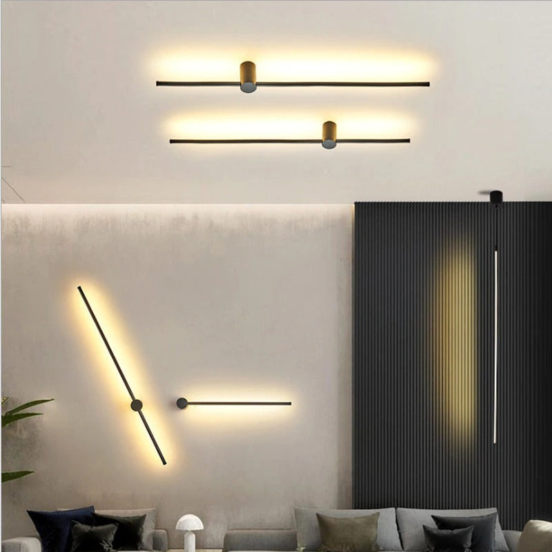 Modern LED Cylindrical Pendant Lights Background Strip Hanglamp Long ...